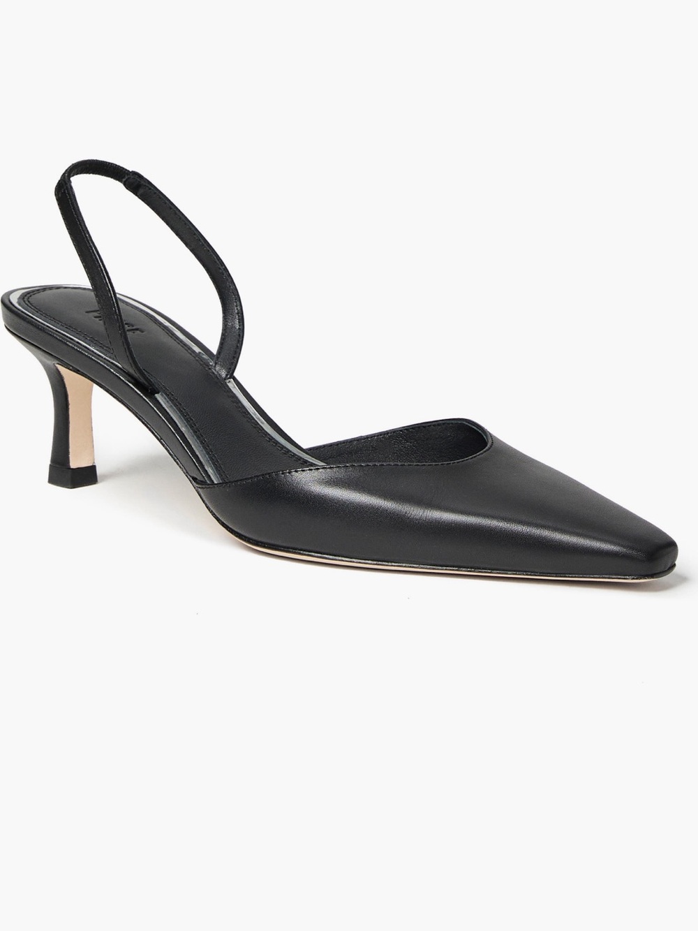 PAIGE Wren Slingback Pump Black Leather Pointed Toe Kitten Heel Chic Office 8.5